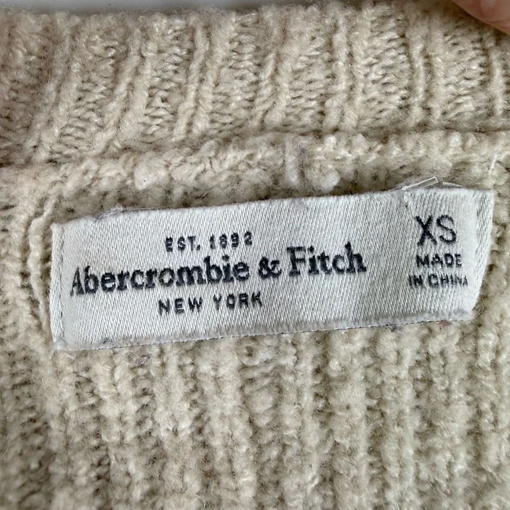 Vintage Abercrombie & Fitch Cream Ribbed Pullover Sweater Side Zippers Sz XS Y2K